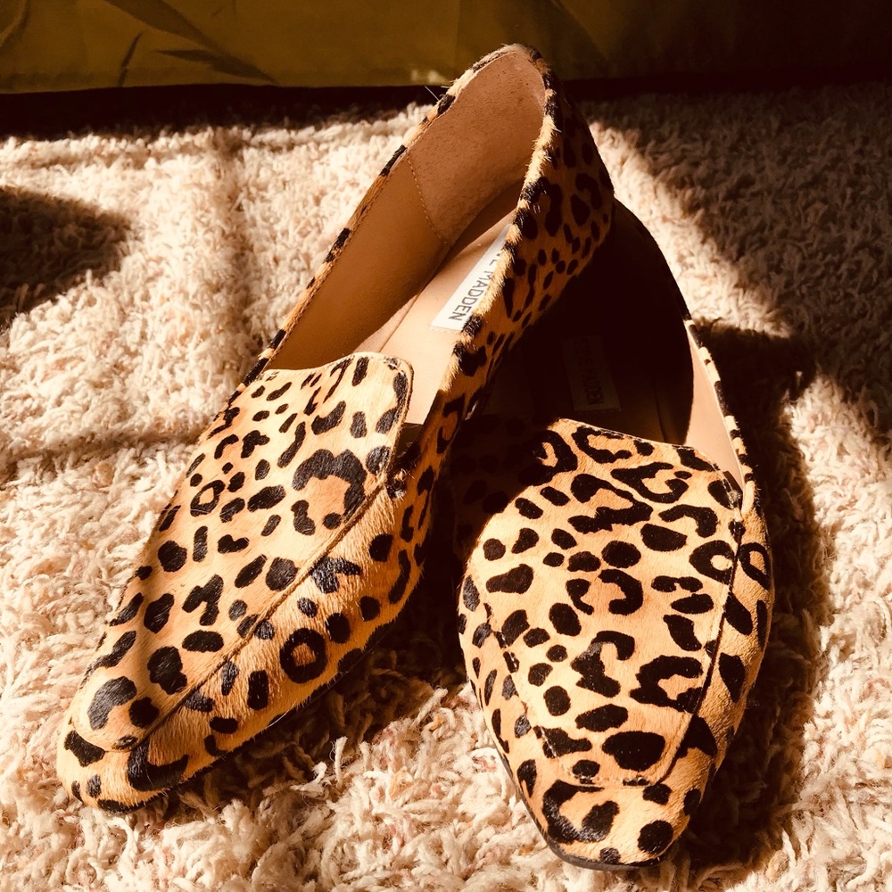 Steve Madden leopard loafers